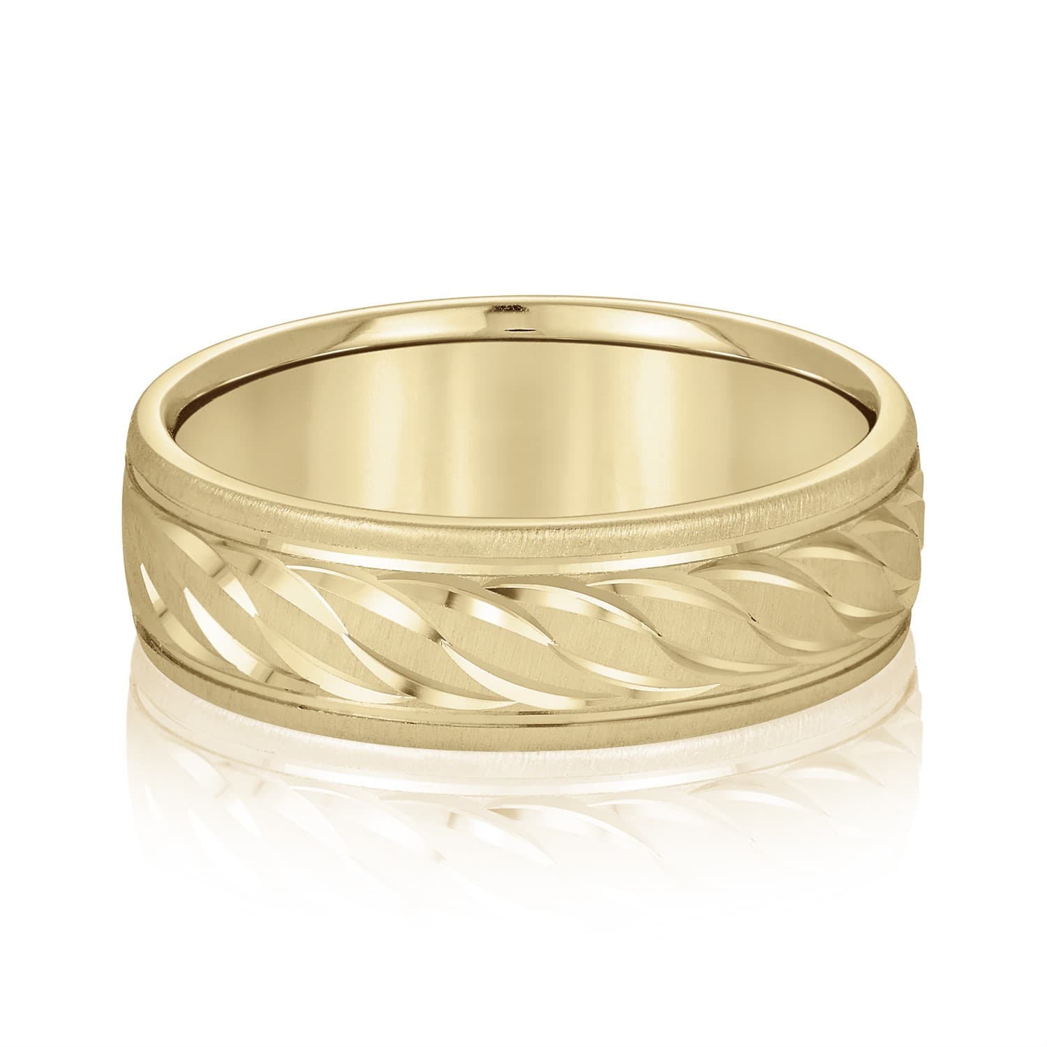 6mm Light Weight Men's Band, Front view in yellow gold