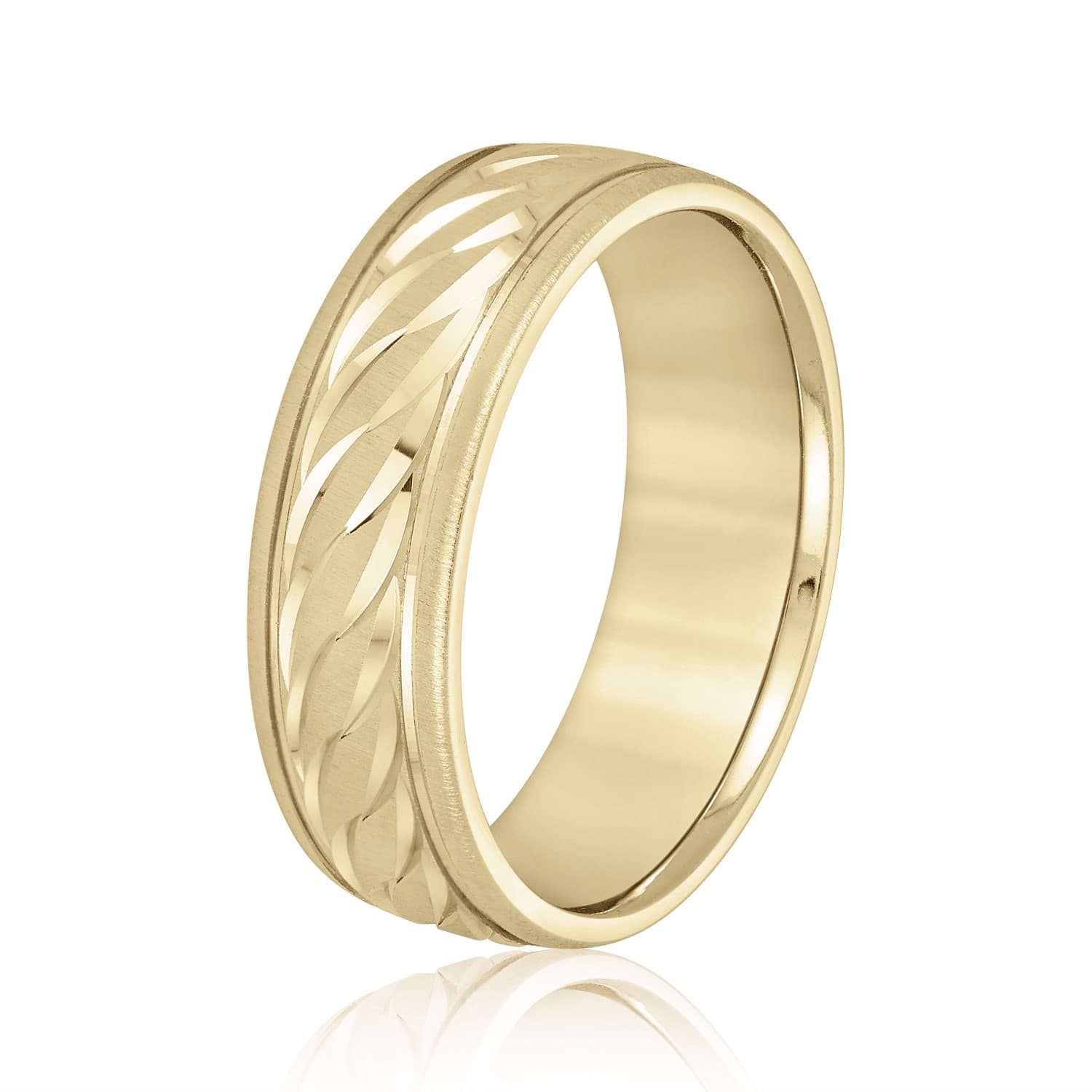 6mm Light Weight Men's Band, Side view in yellow gold
