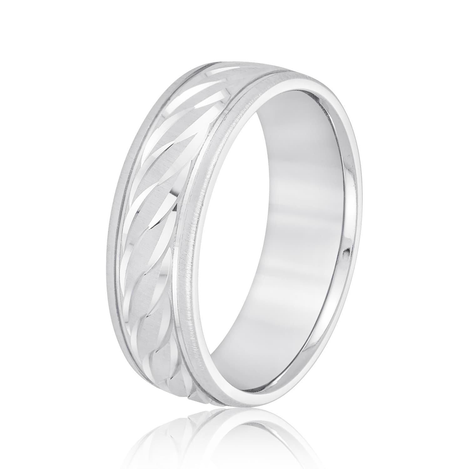5mm Light Weight Men's Band, Side view in white gold or platinum