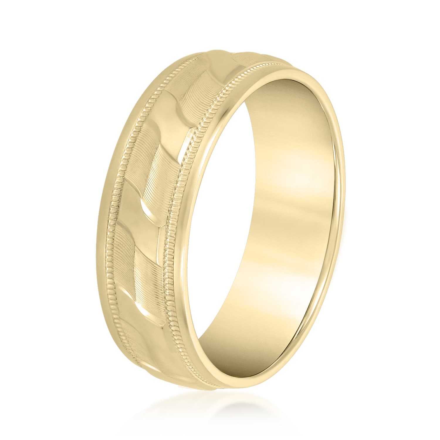 5mm Light Weight Men's Band, Side view in yellow gold