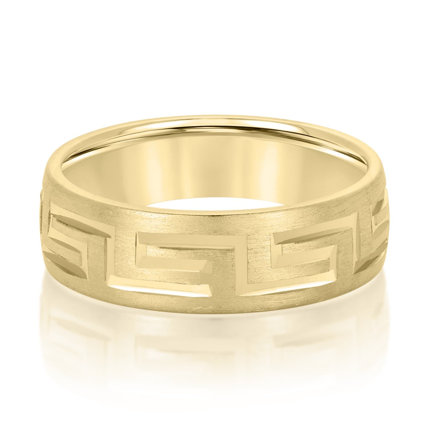 7mm Light Weight Men's Band, Front view in yellow gold