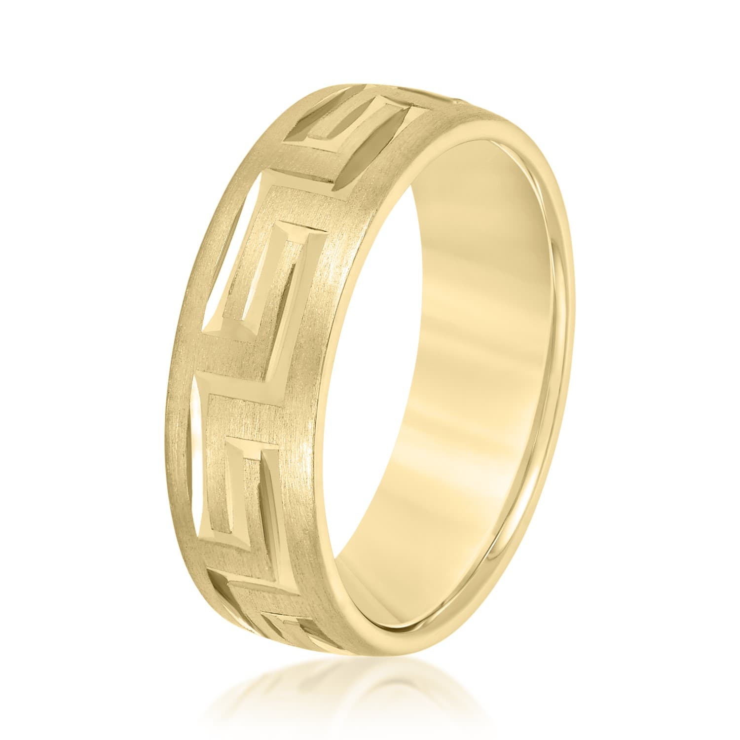 7mm Light Weight Men's Band, Side view in yellow gold