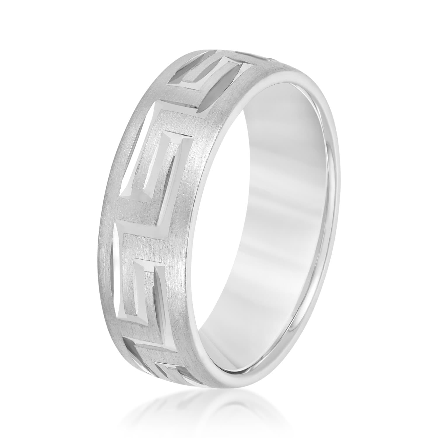 7mm Light Weight Men's Band, Side view in white gold or platinum