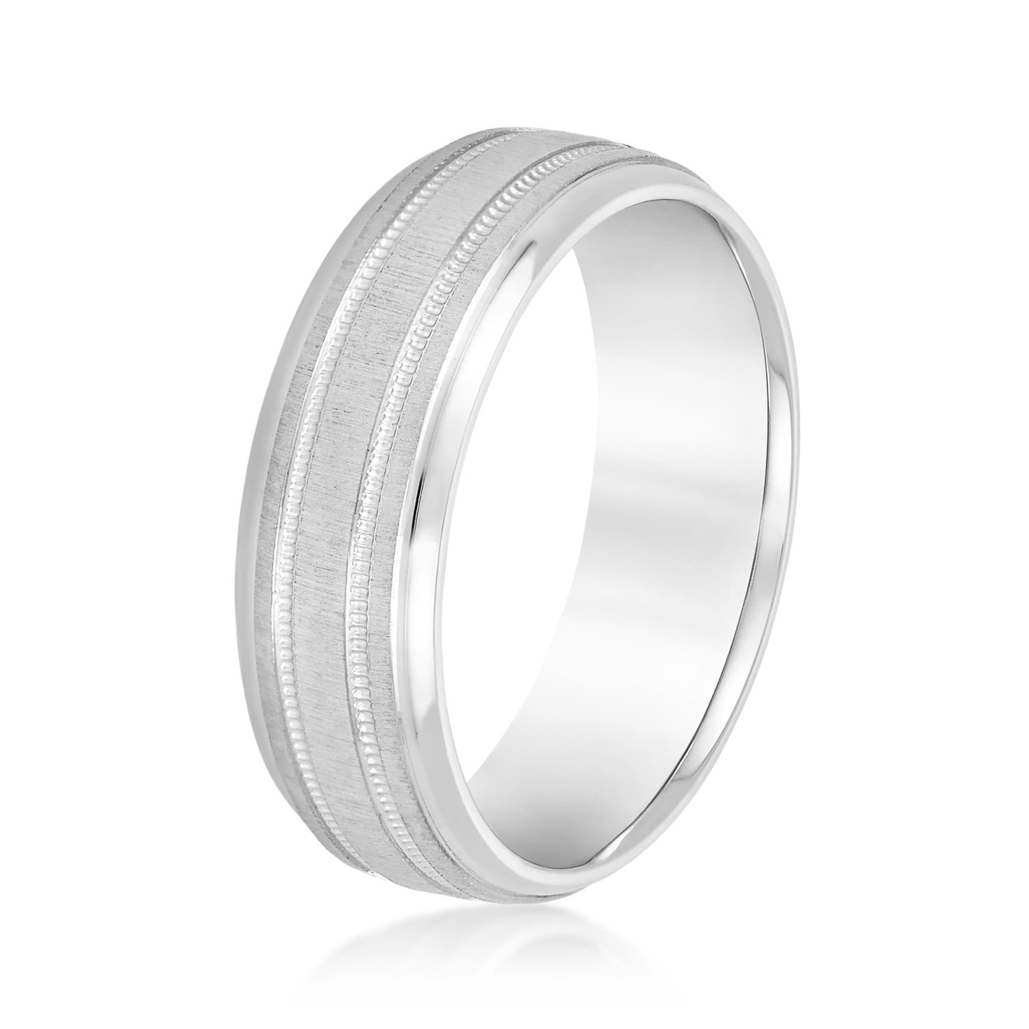 8mm Light Weight Men's Band, Side view in white gold or platinum
