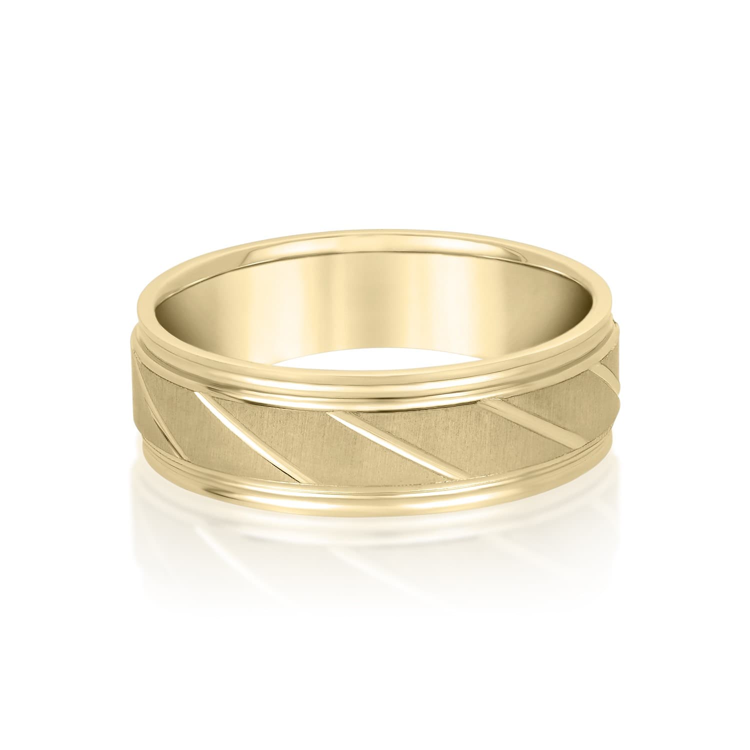 5mm Light Weight Men's Band, Front view in yellow gold