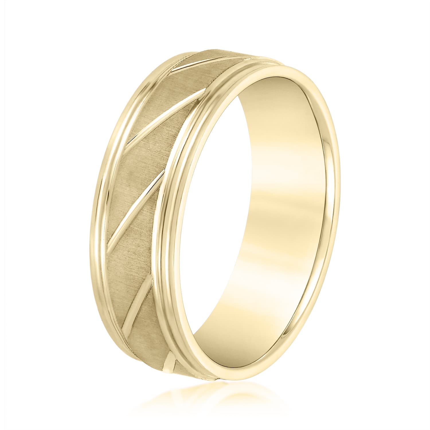 5mm Light Weight Men's Band, Side view in yellow gold