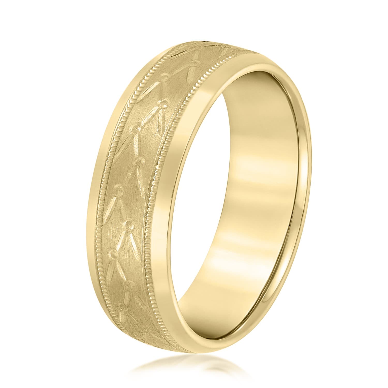 6mm Light Weight Men's Band, Side view in yellow gold