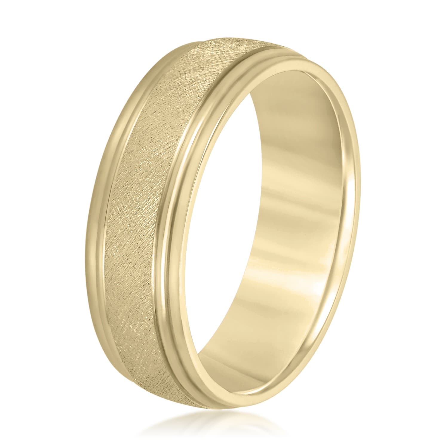 7mm Light Weight Men's Band, Side view in yellow gold