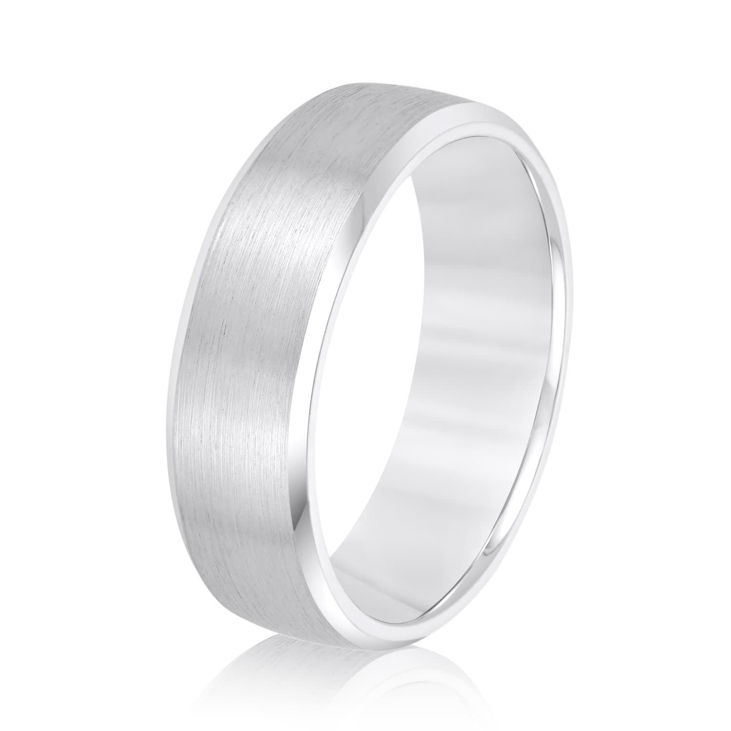 7mm Light Weight Men's Band, Side view in white gold or platinum