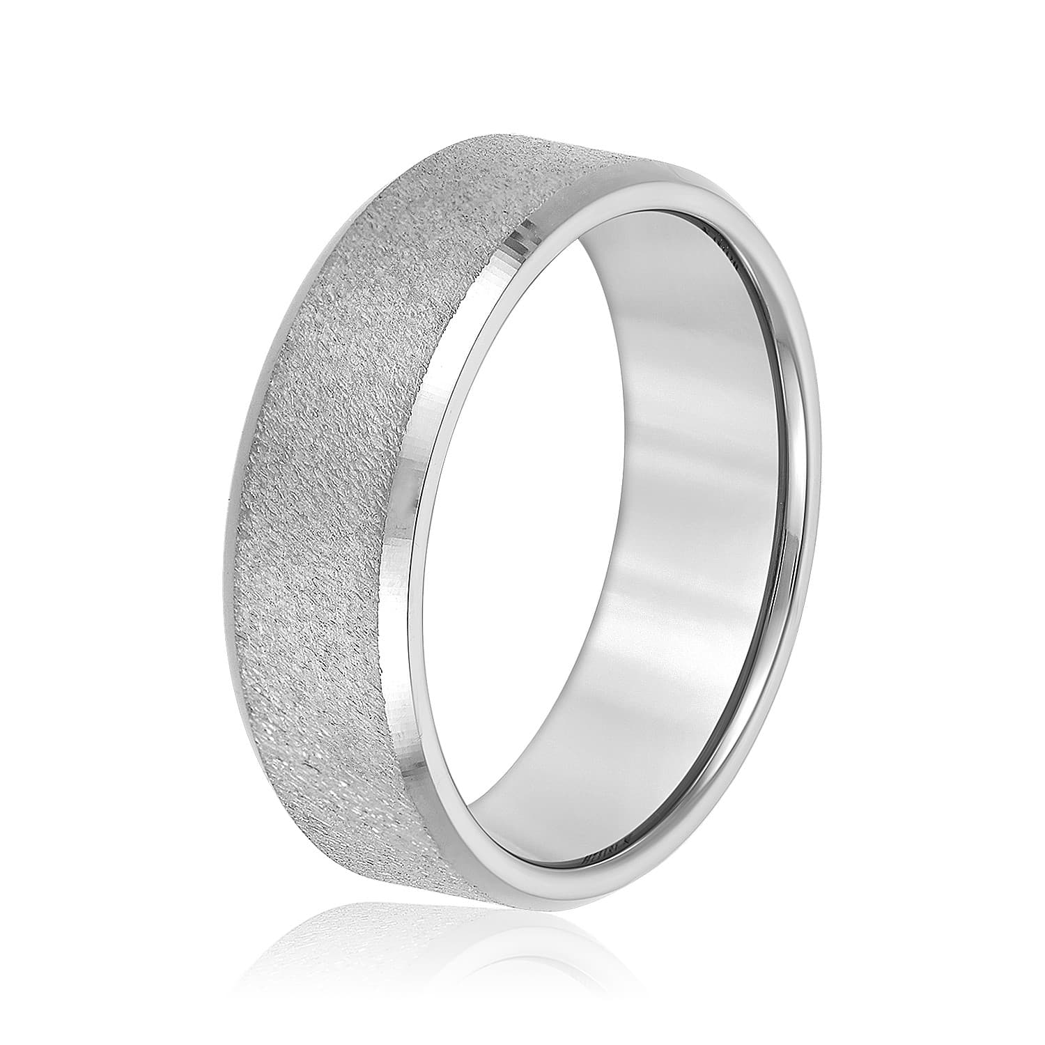 8mm Light Weight Men's Band, Side view in white gold or platinum