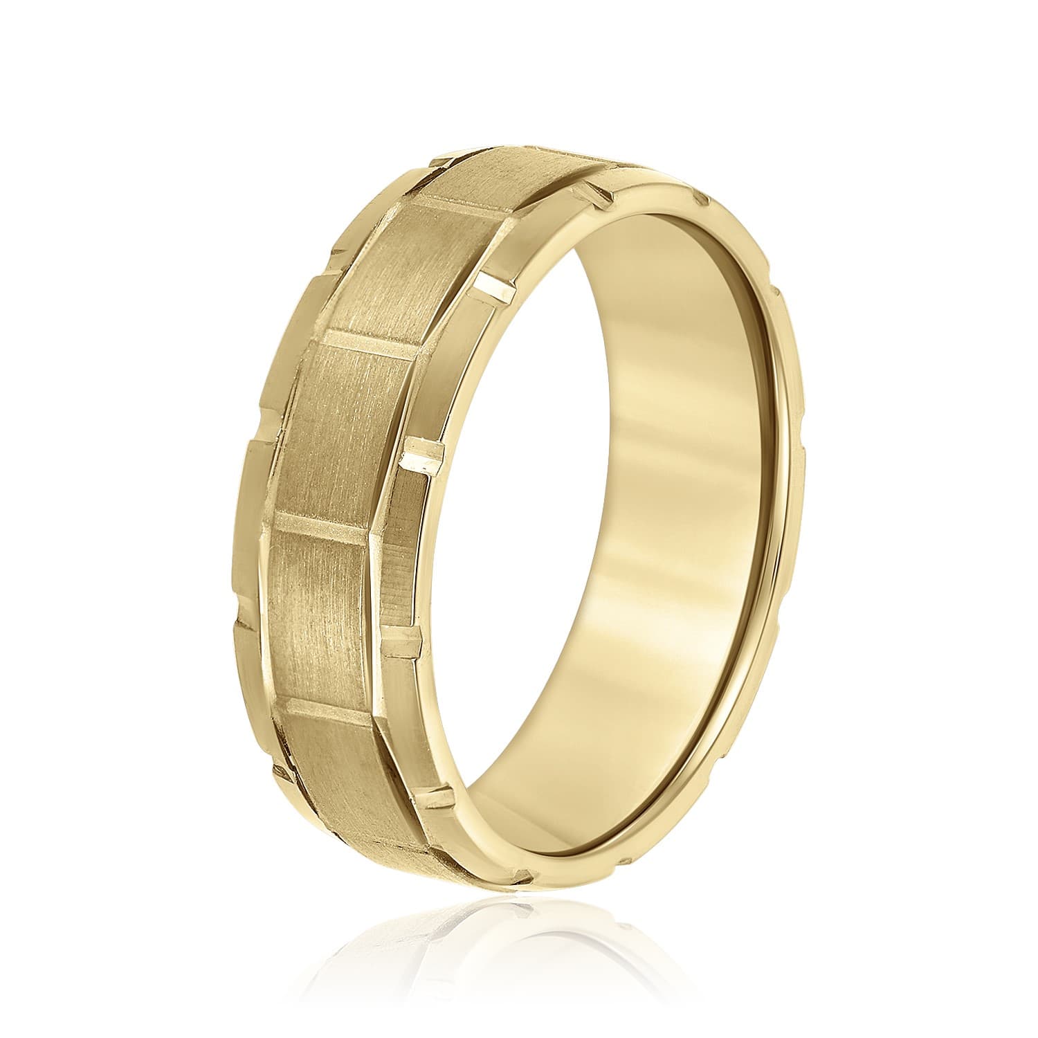 8mm Heavy Weight Men's Band, Side view in yellow gold