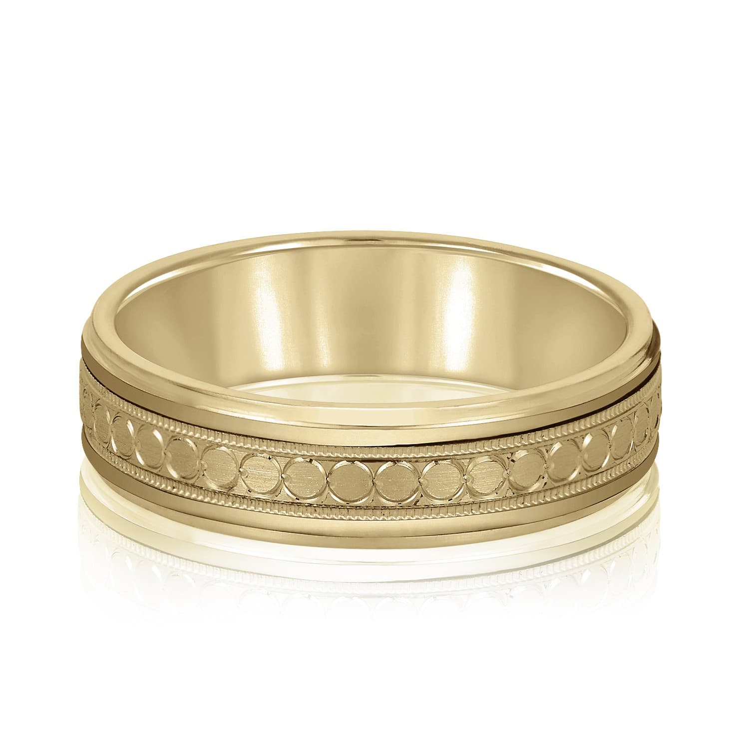 6mm Standard Weight Men's Band, Front view in yellow gold