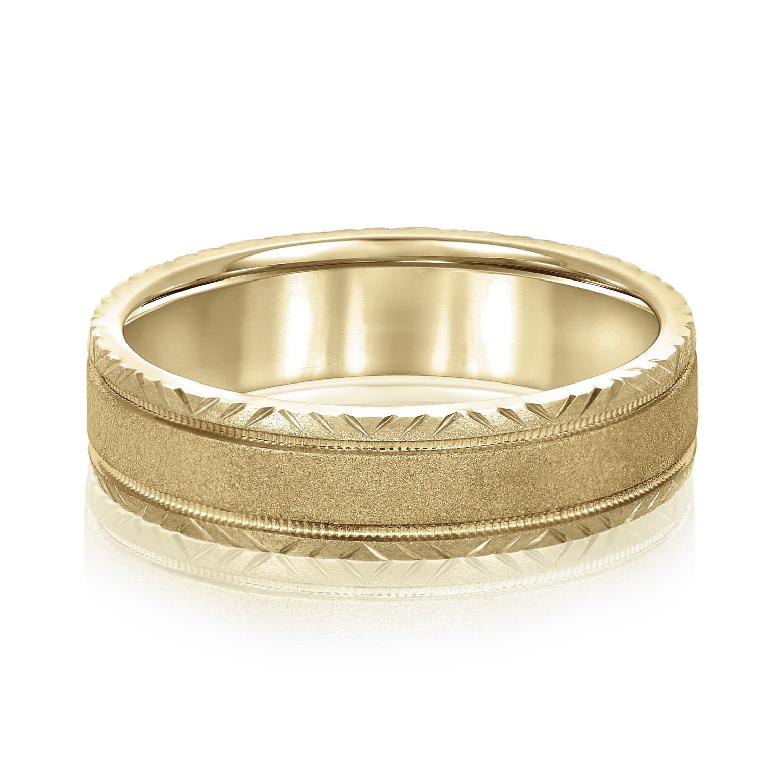 6mm Standard Weight Men's Band, Front view in yellow gold