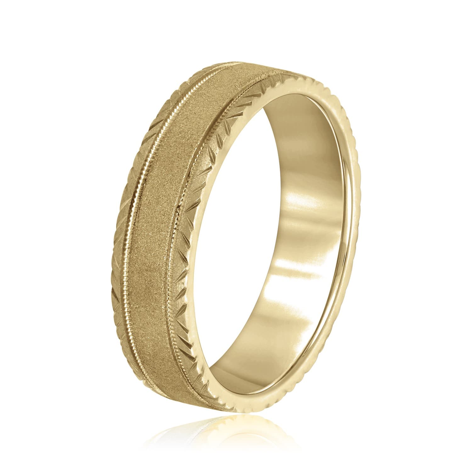 6mm Standard Weight Men's Band, Side view in yellow gold