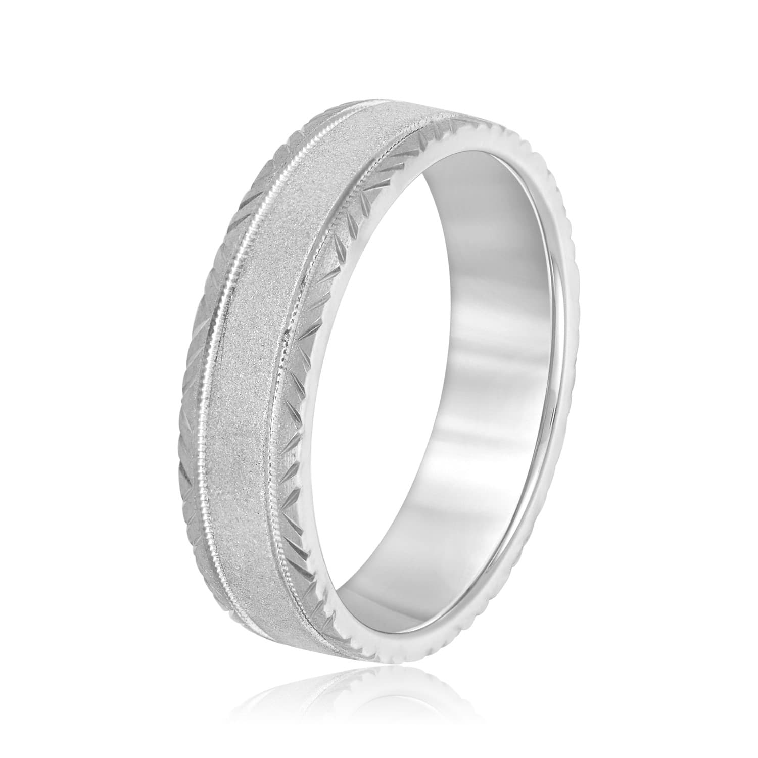 6mm Standard Weight Men's Band, Side view in white gold or platinum