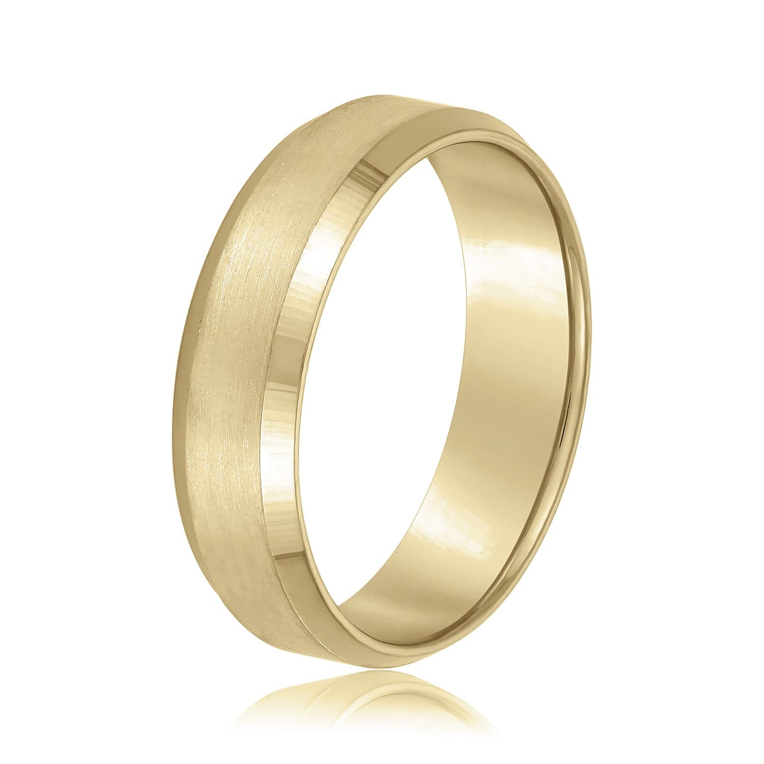6mm Standard Weight Men's Band, Side view in yellow gold