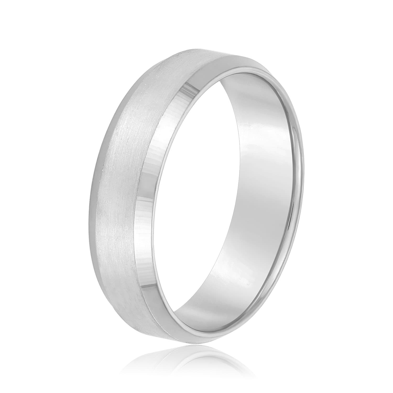 6mm Standard Weight Men's Band, Side view in white gold or platinum