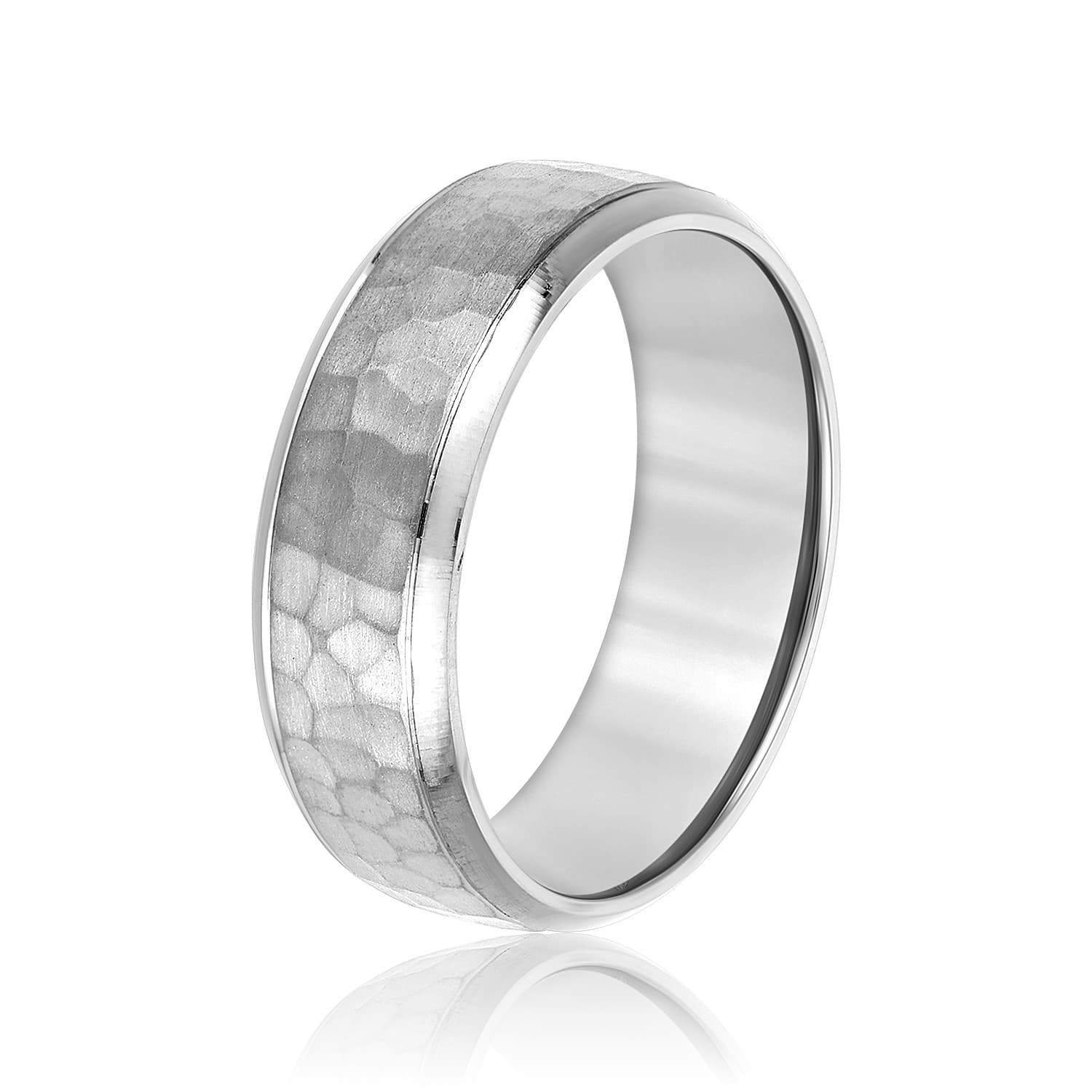 8mm Light Weight Men's Band, Side view in white gold or platinum