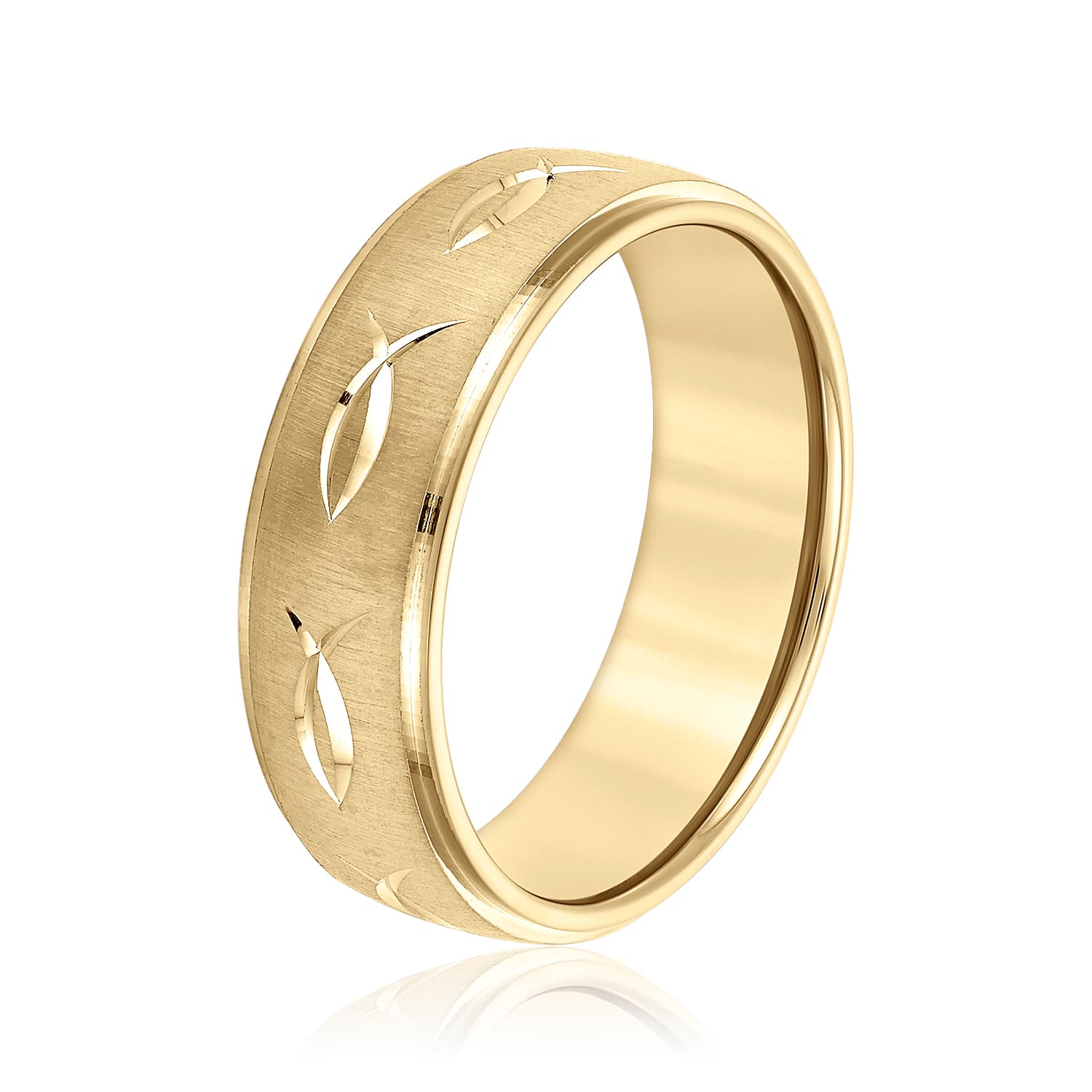 5mm Light Weight Men's Band, Side view in yellow gold