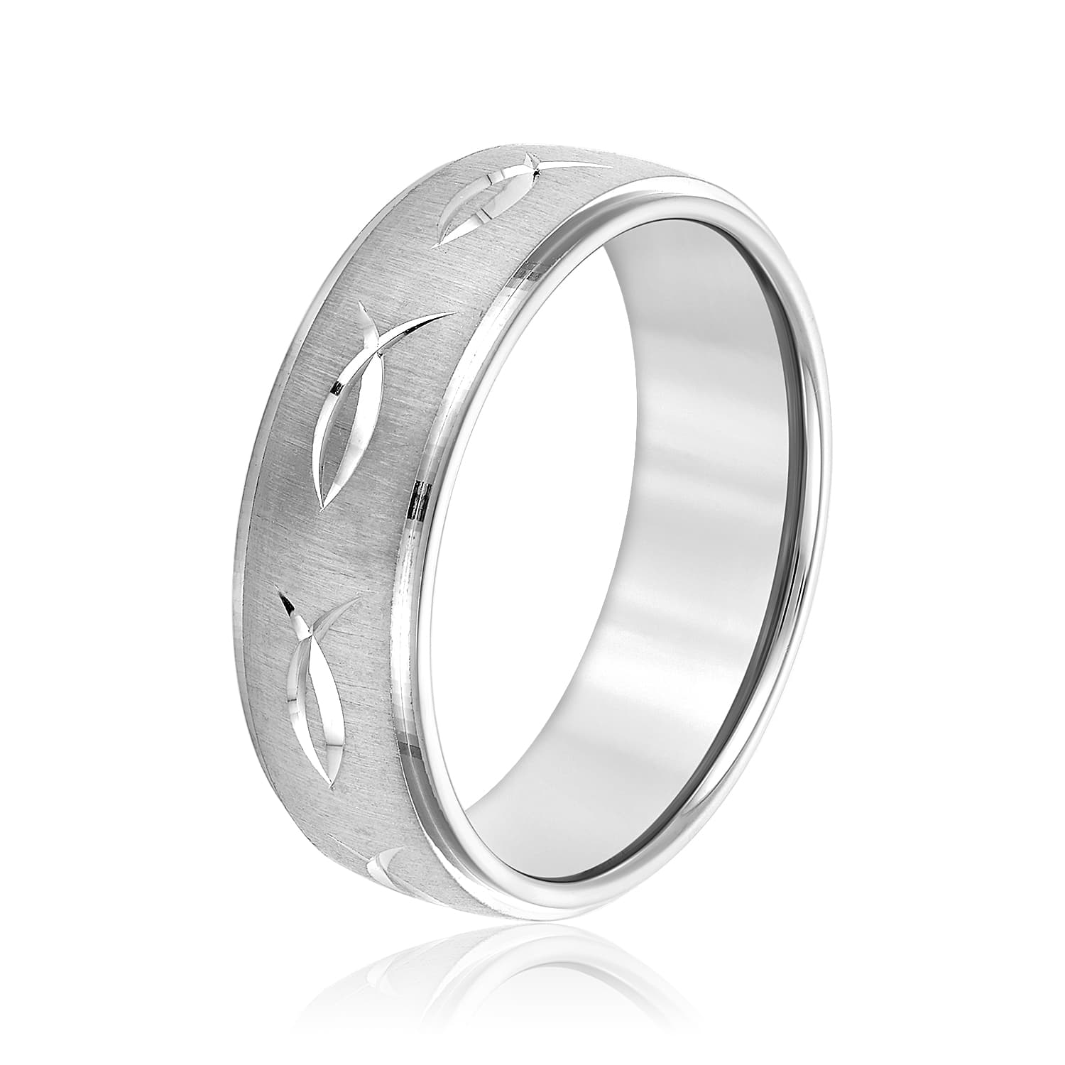 8mm Light Weight Men's Band, Side view in white gold or platinum