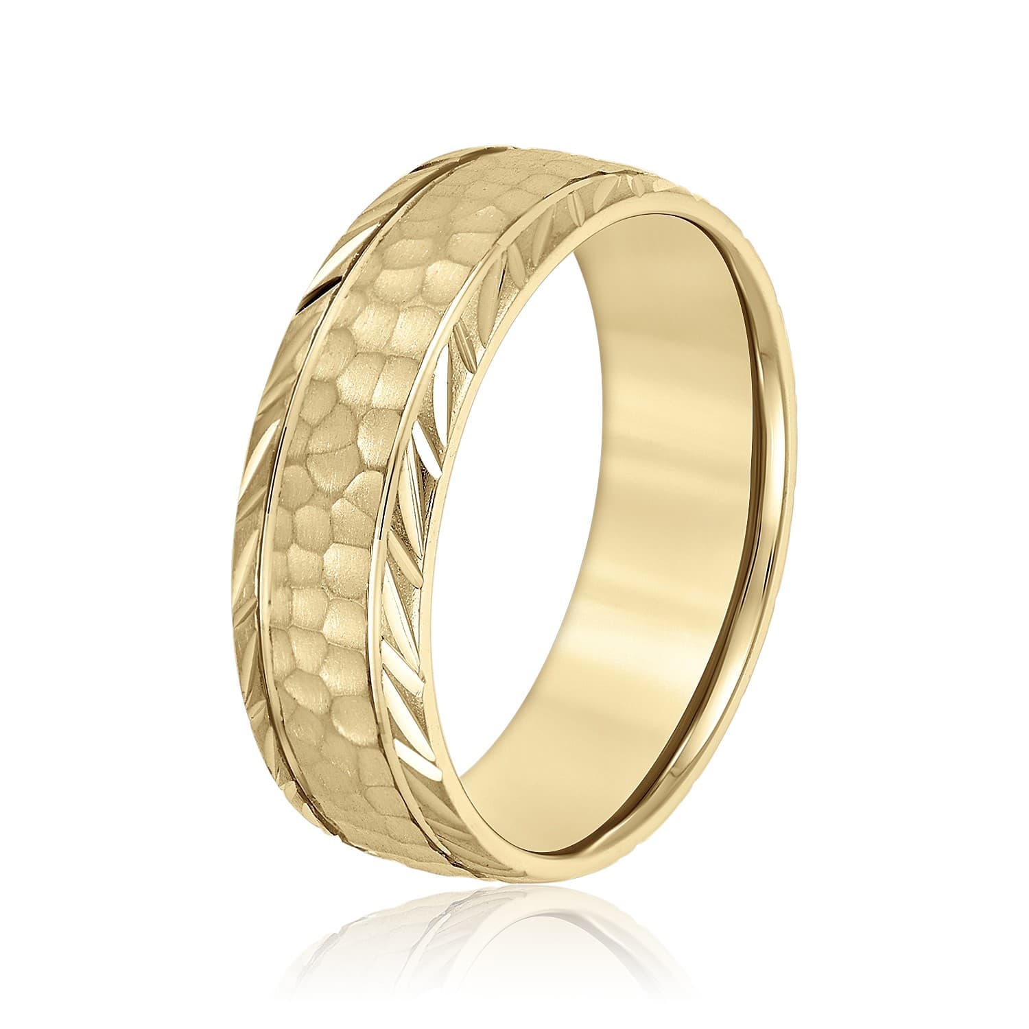 5mm Light Weight Men's Band, Side view in yellow gold