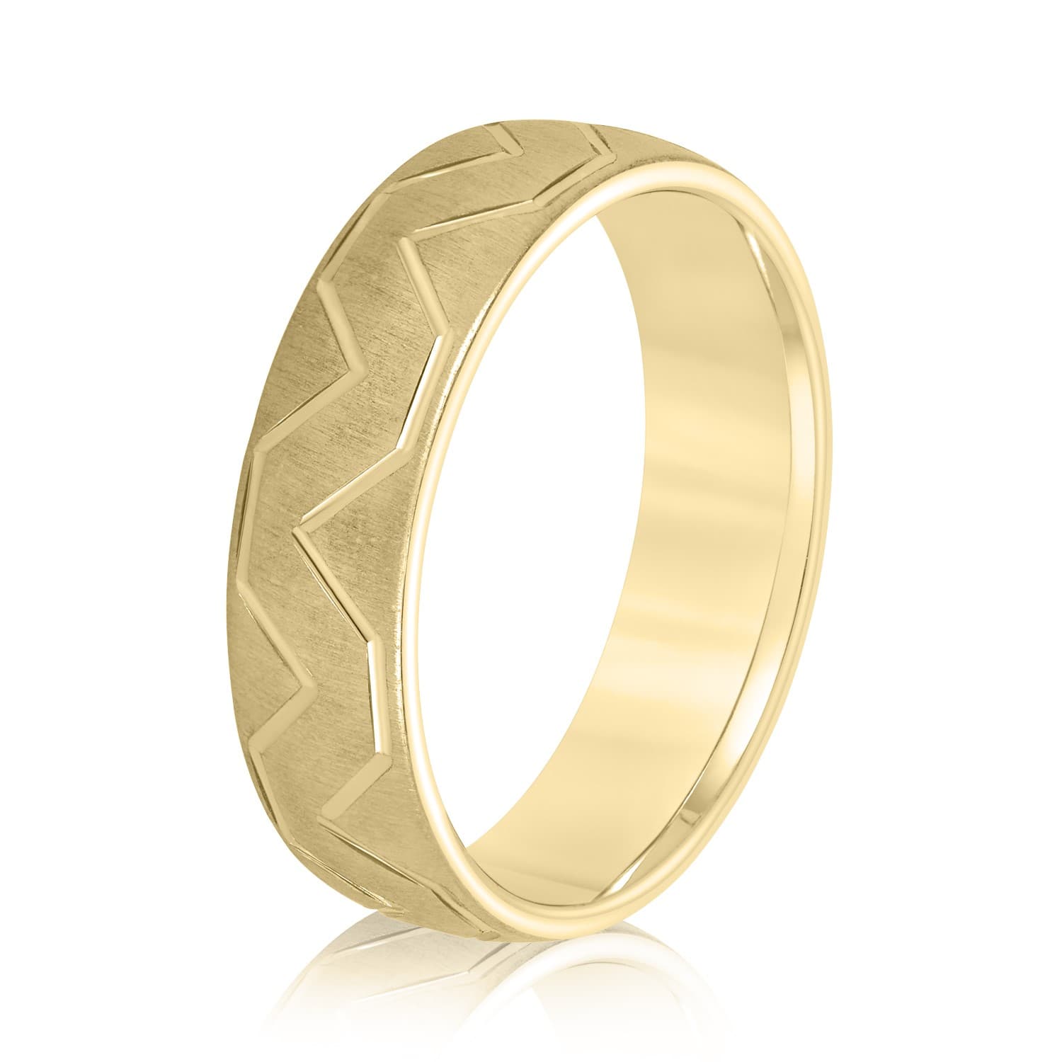 5mm Light Weight Men's Band, Side view in yellow gold