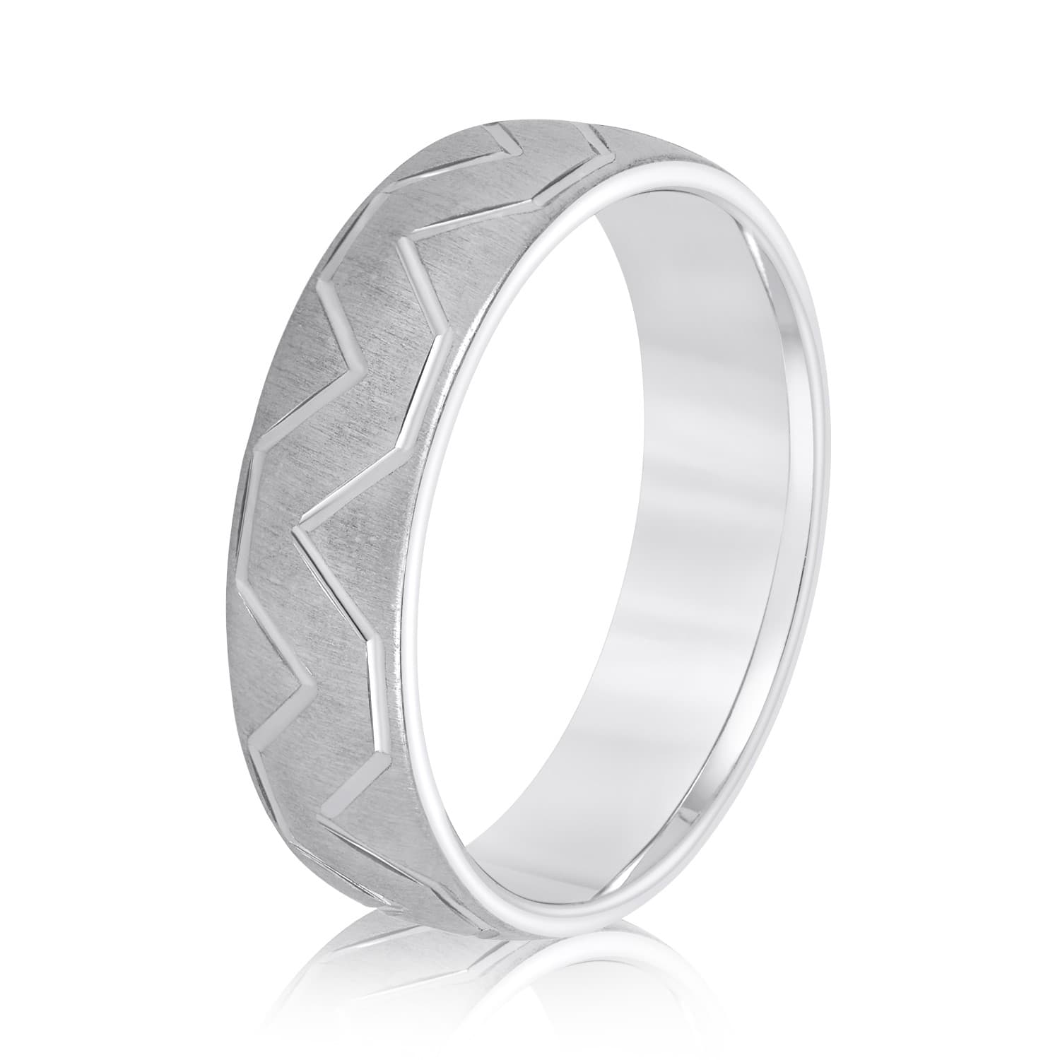 5mm Light Weight Men's Band, Side view in white gold or platinum
