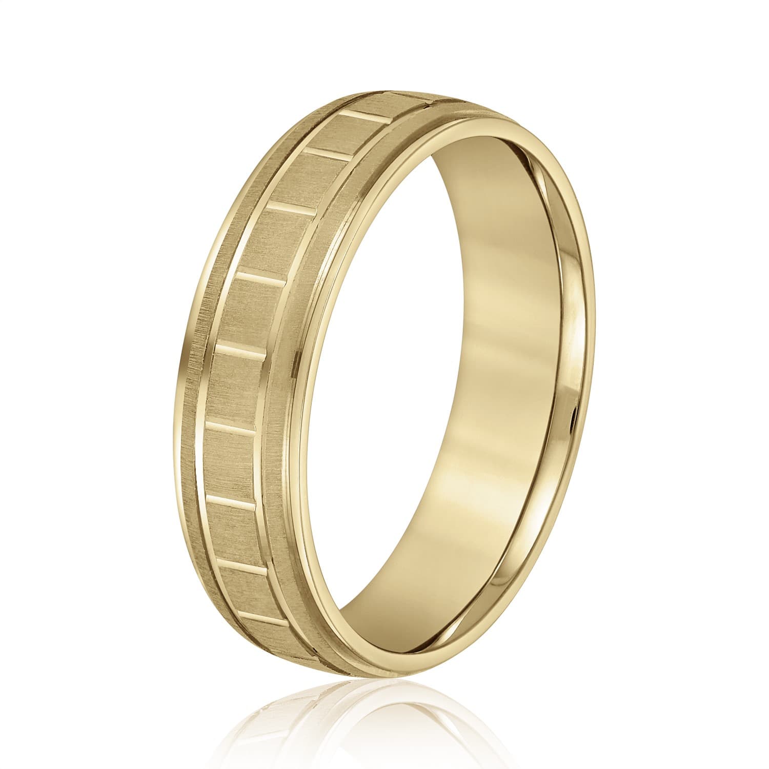 8mm Light Weight Men's Band, Side view in yellow gold
