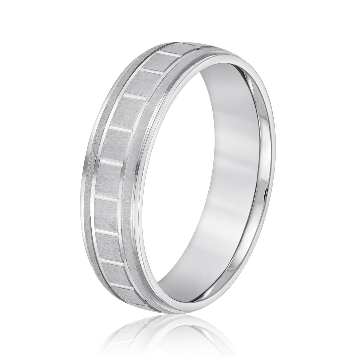 8mm Light Weight Men's Band, Side view in white gold or platinum