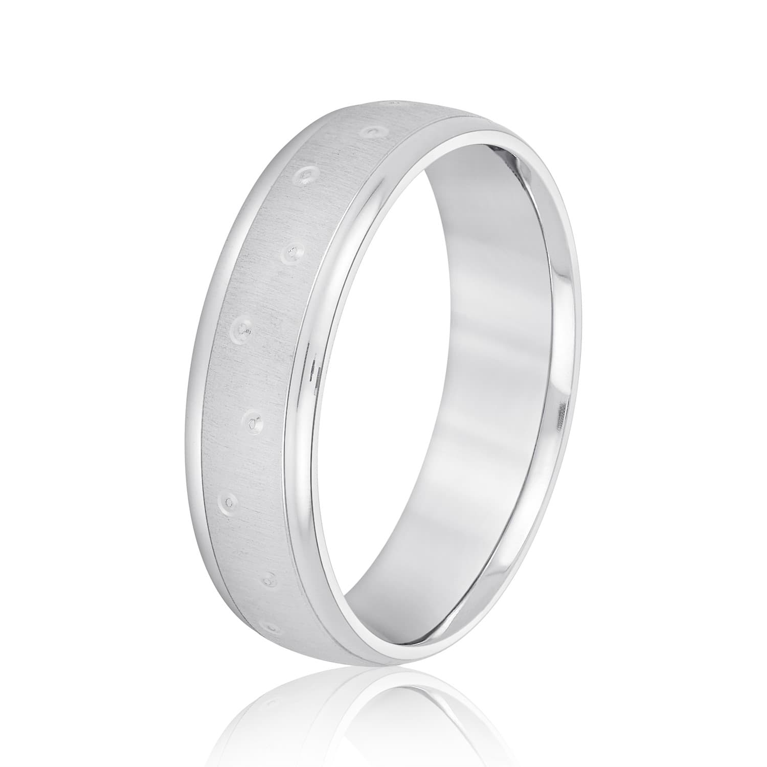 6mm Light Weight Men's Band, Side view in white gold or platinum