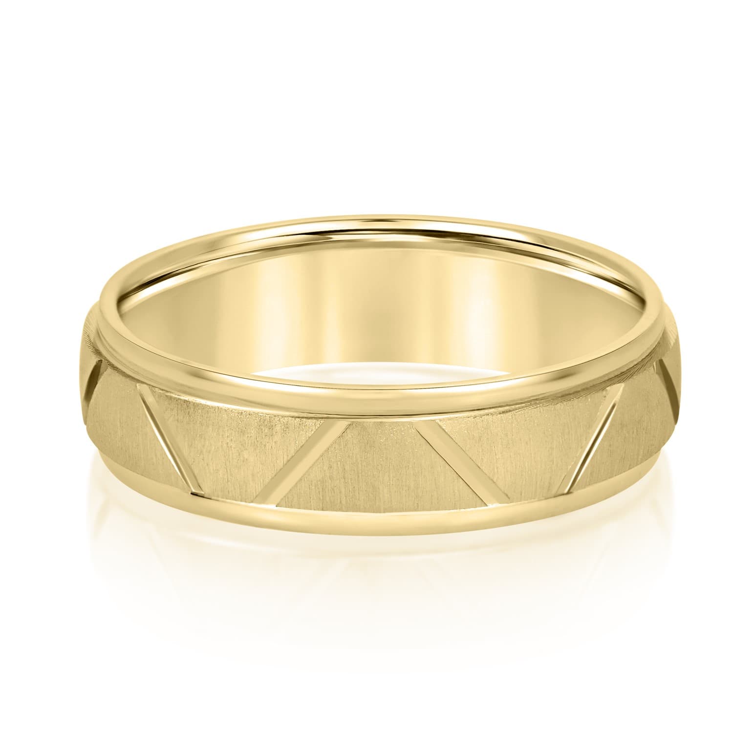 7mm Light Weight Men's Band, Front view in yellow gold