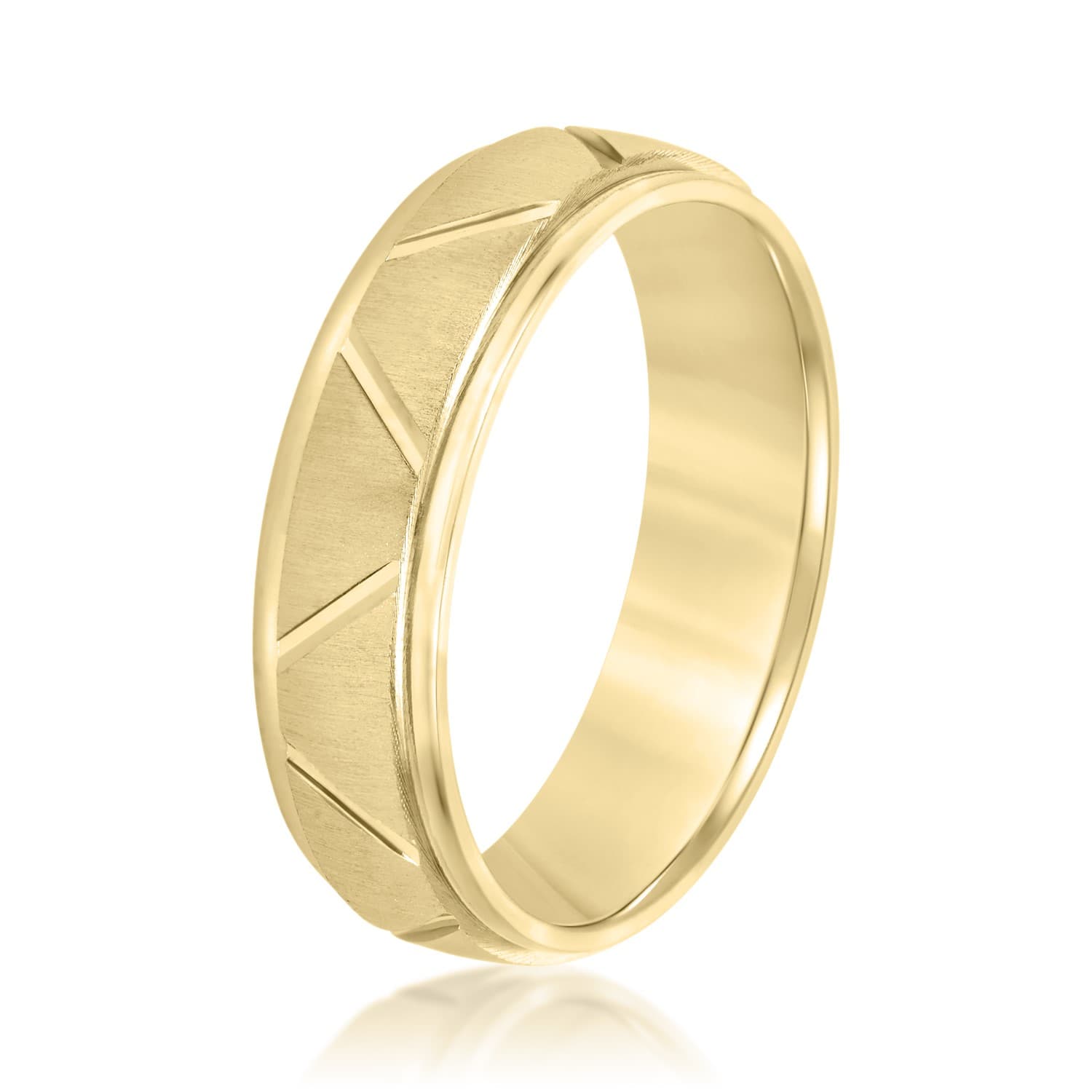 7mm Light Weight Men's Band, Side view in yellow gold