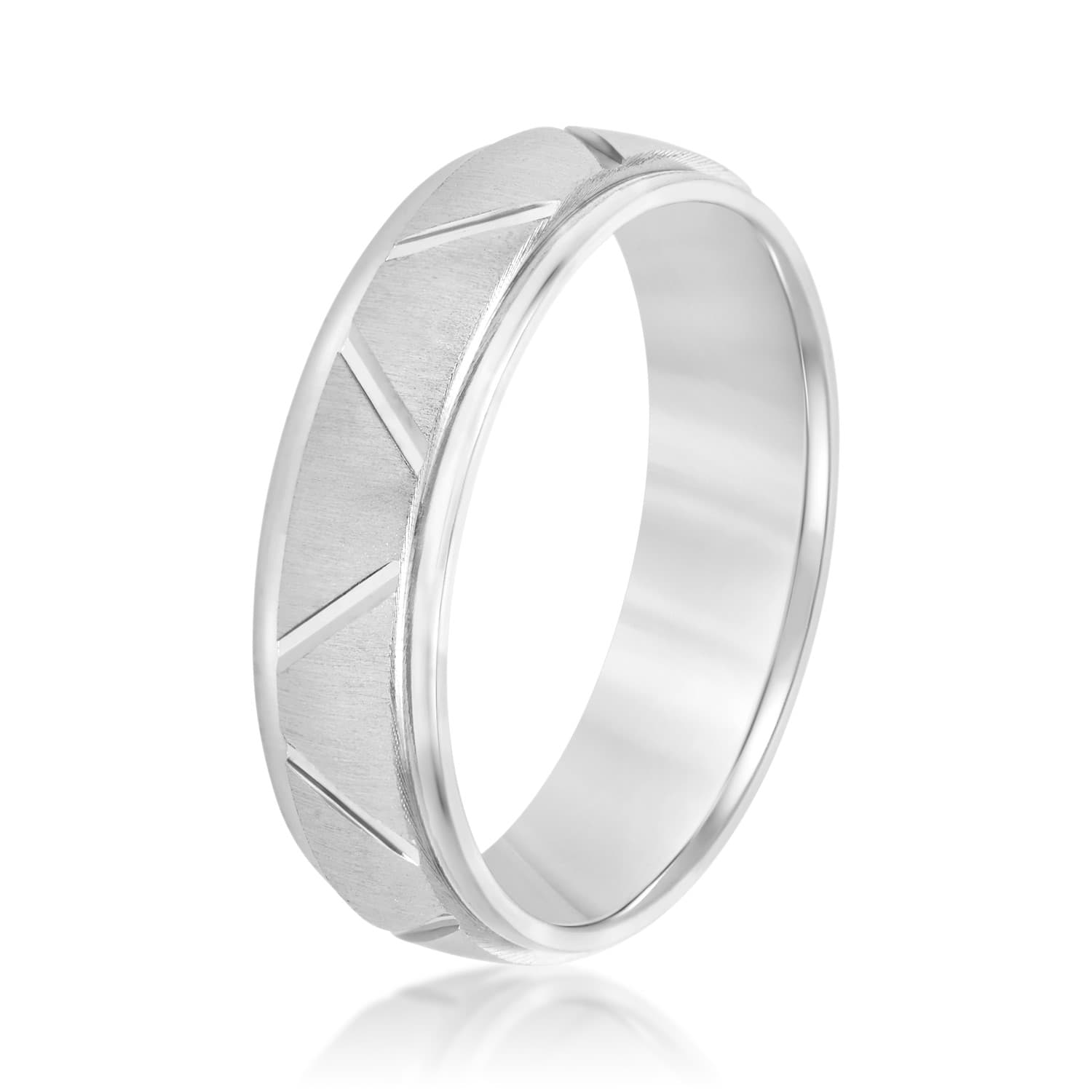 7mm Light Weight Men's Band, Side view in white gold or platinum