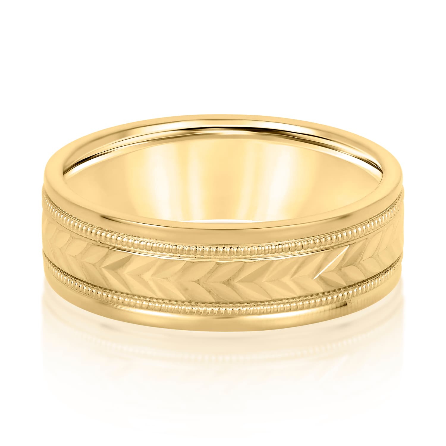 6mm Standard Weight Men's Band, Front view in yellow gold