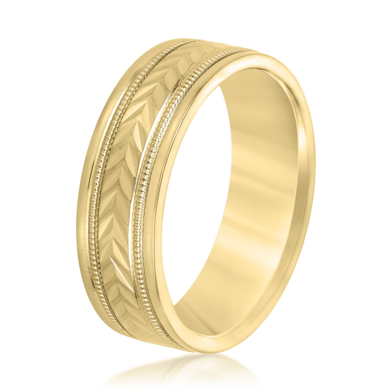 6mm Standard Weight Men's Band, Side view in yellow gold