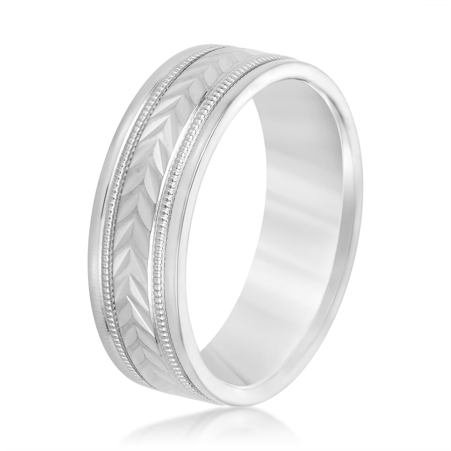 5mm Heavy Weight Men's Band, Side view in white gold or platinum