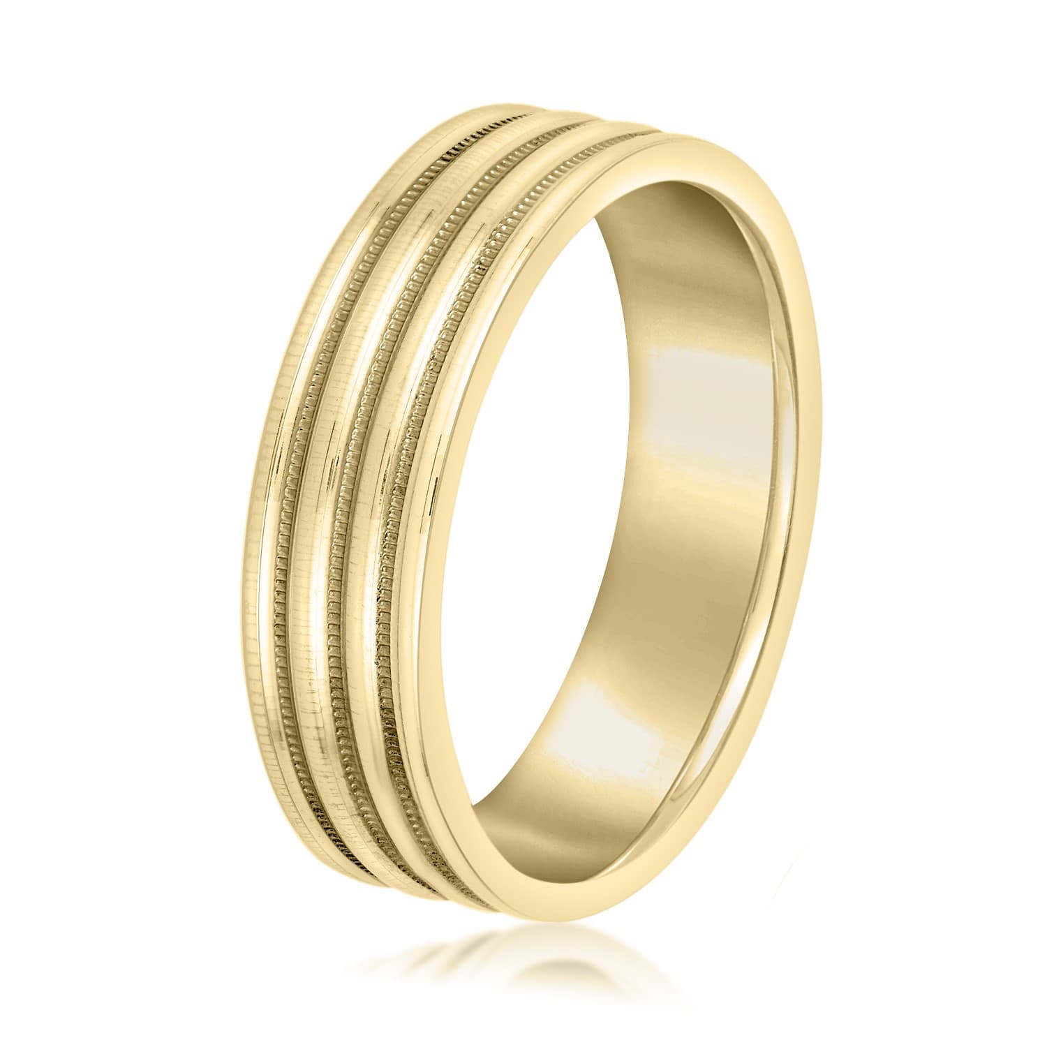 5mm Light Weight Men's Band, Side view in yellow gold