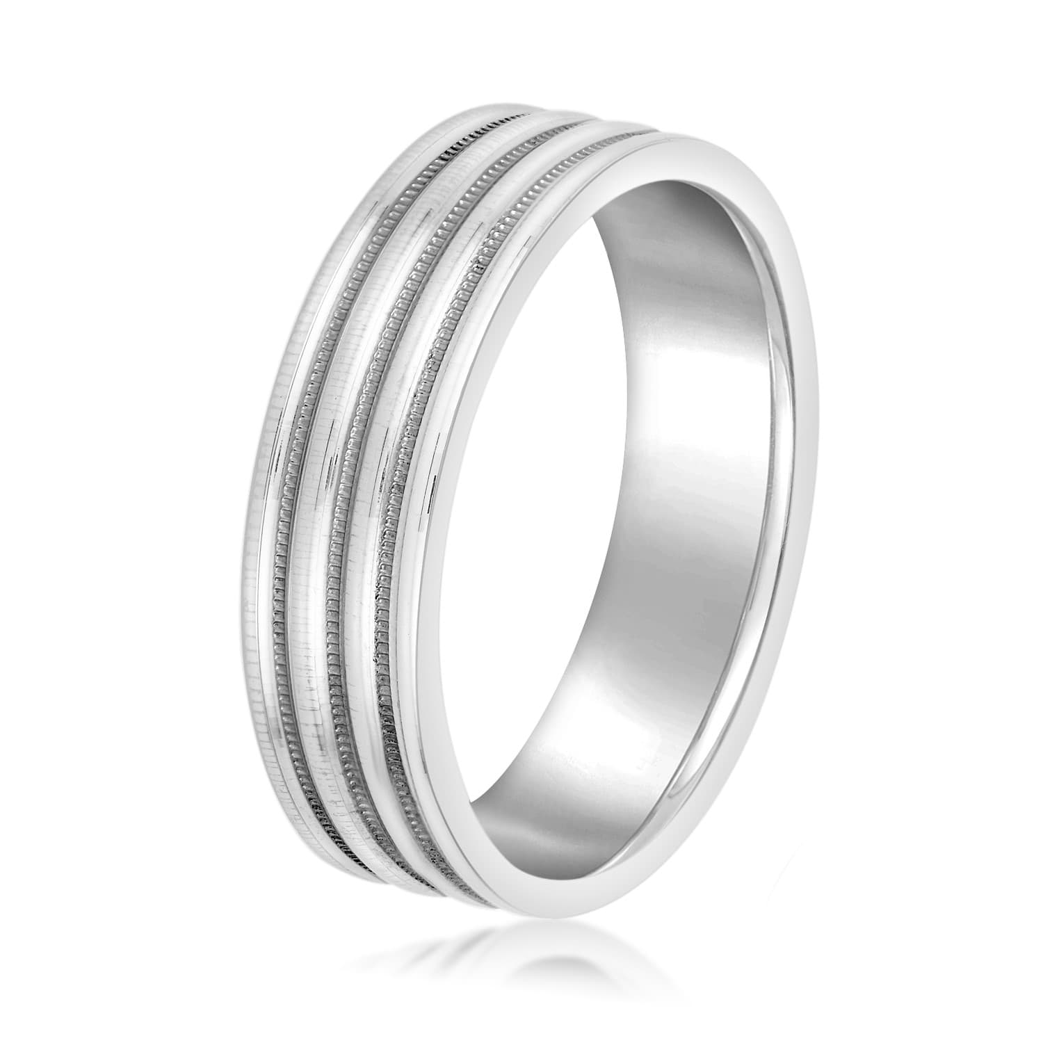 5mm Light Weight Men's Band, Side view in white gold or platinum