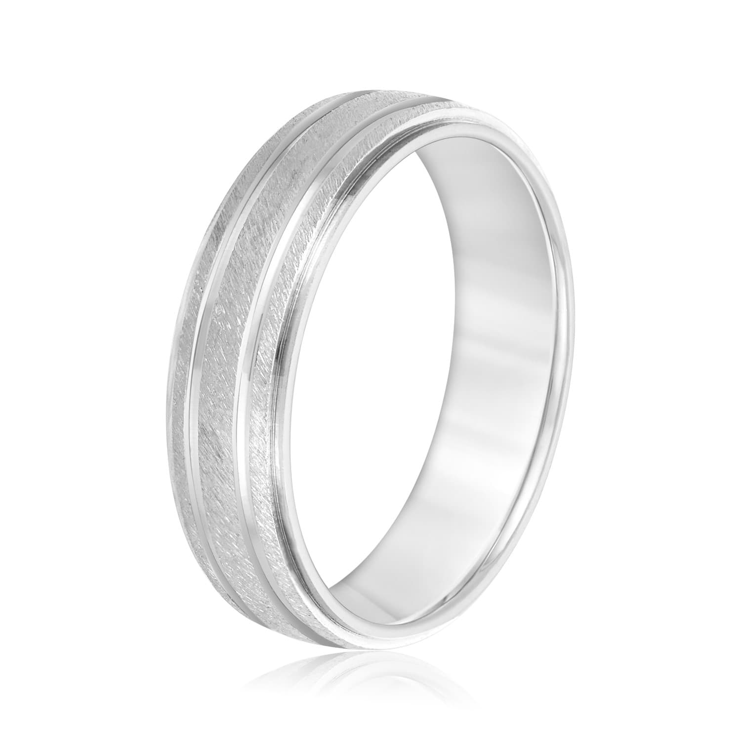 6mm Light Weight Men's Band, Side view in white gold or platinum