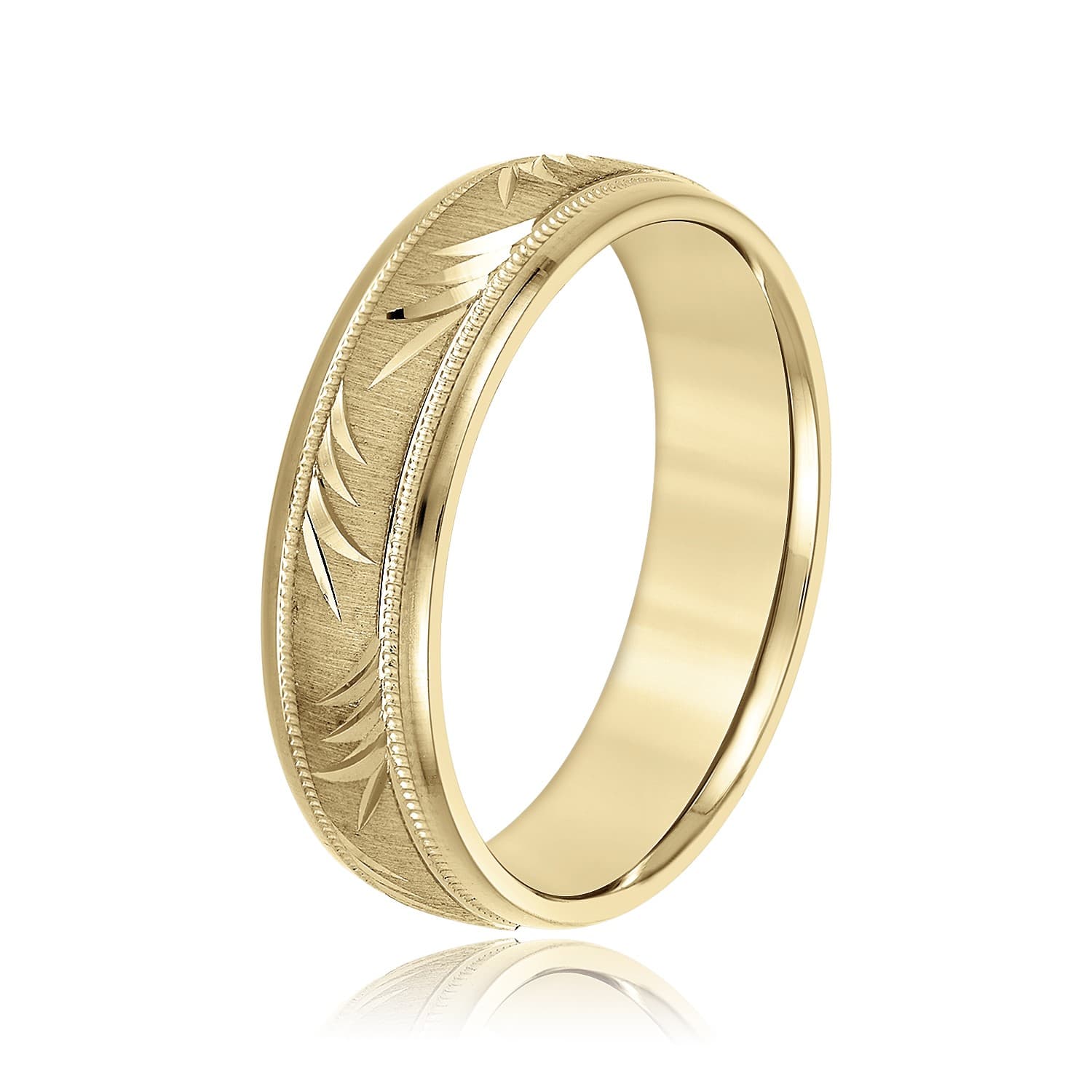 8mm Light Weight Men's Band, Side view in yellow gold