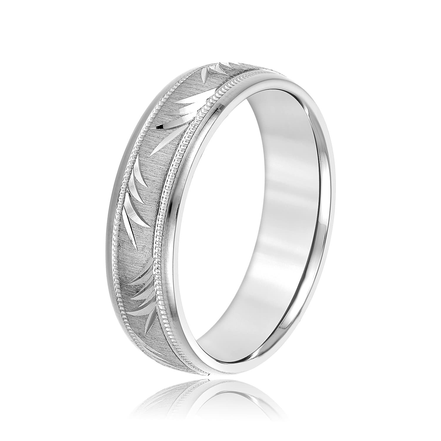 6mm Light Weight Men's Band, Side view in white gold or platinum