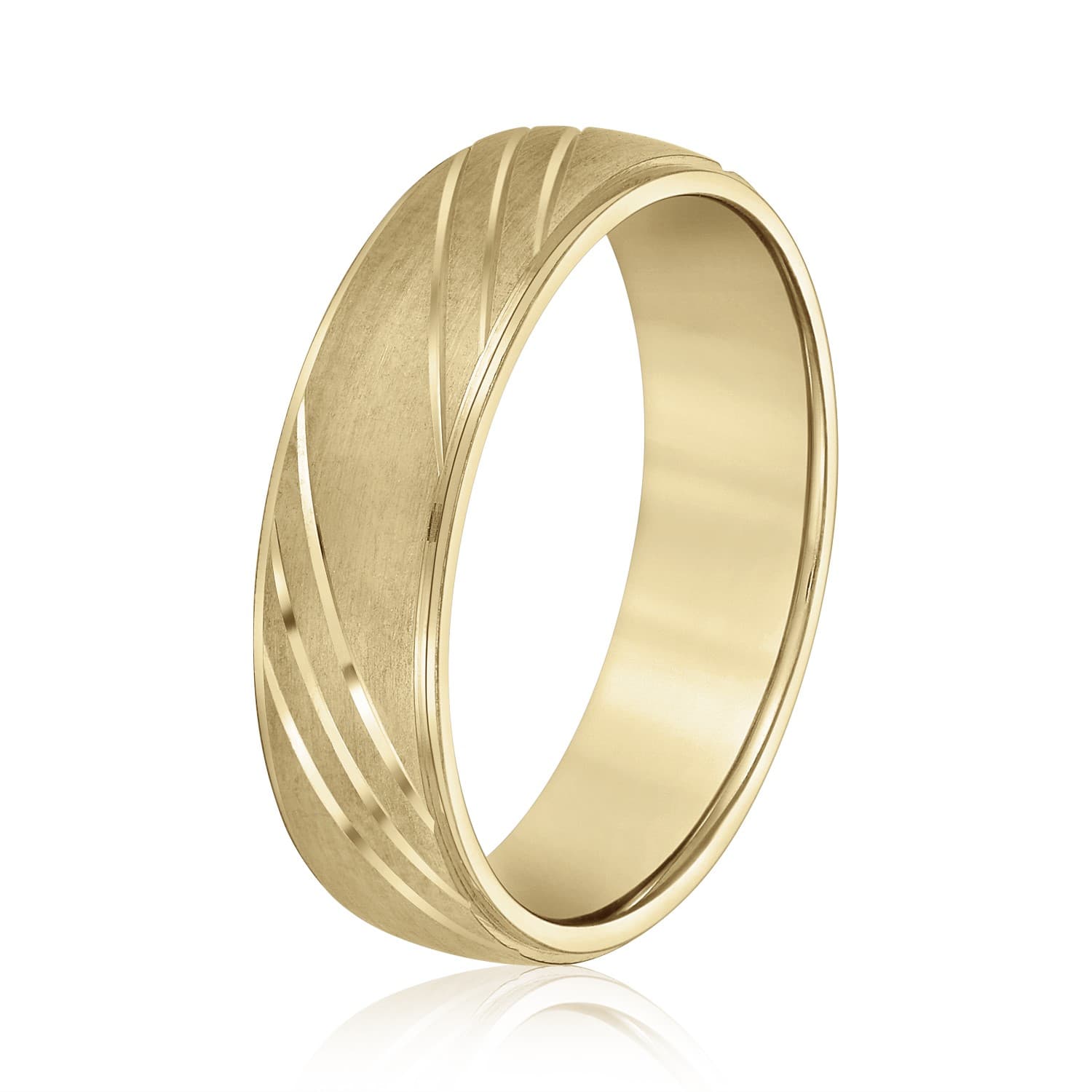 8mm Light Weight Men's Band, Side view in yellow gold