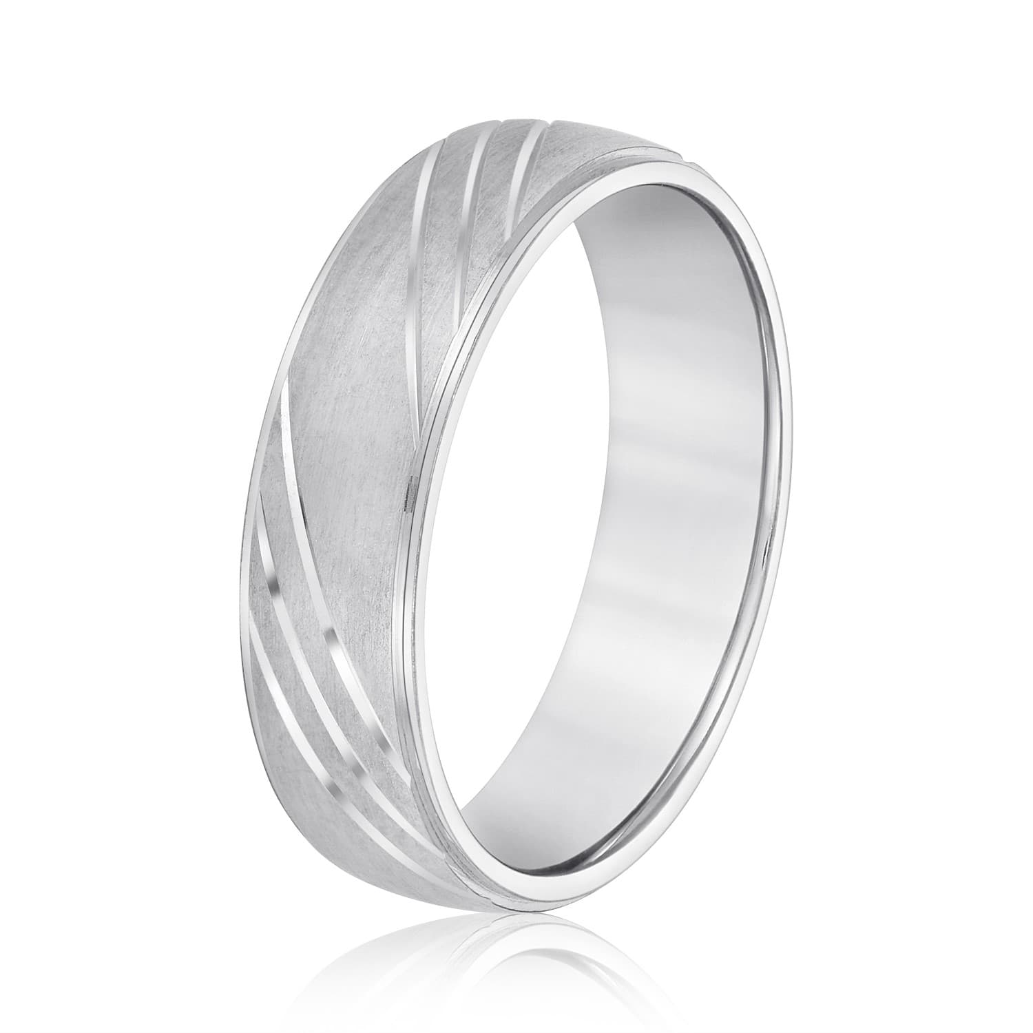 8mm Light Weight Men's Band, Side view in white gold or platinum