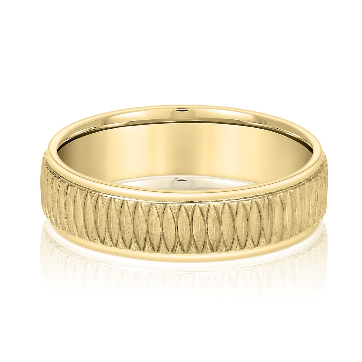 7mm Light Weight Men's Band, Front view in yellow gold