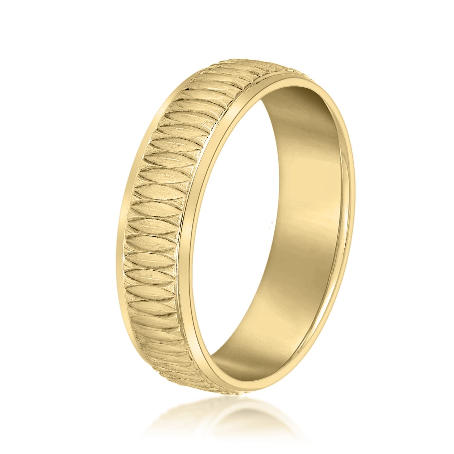 7mm Light Weight Men's Band, Side view in yellow gold
