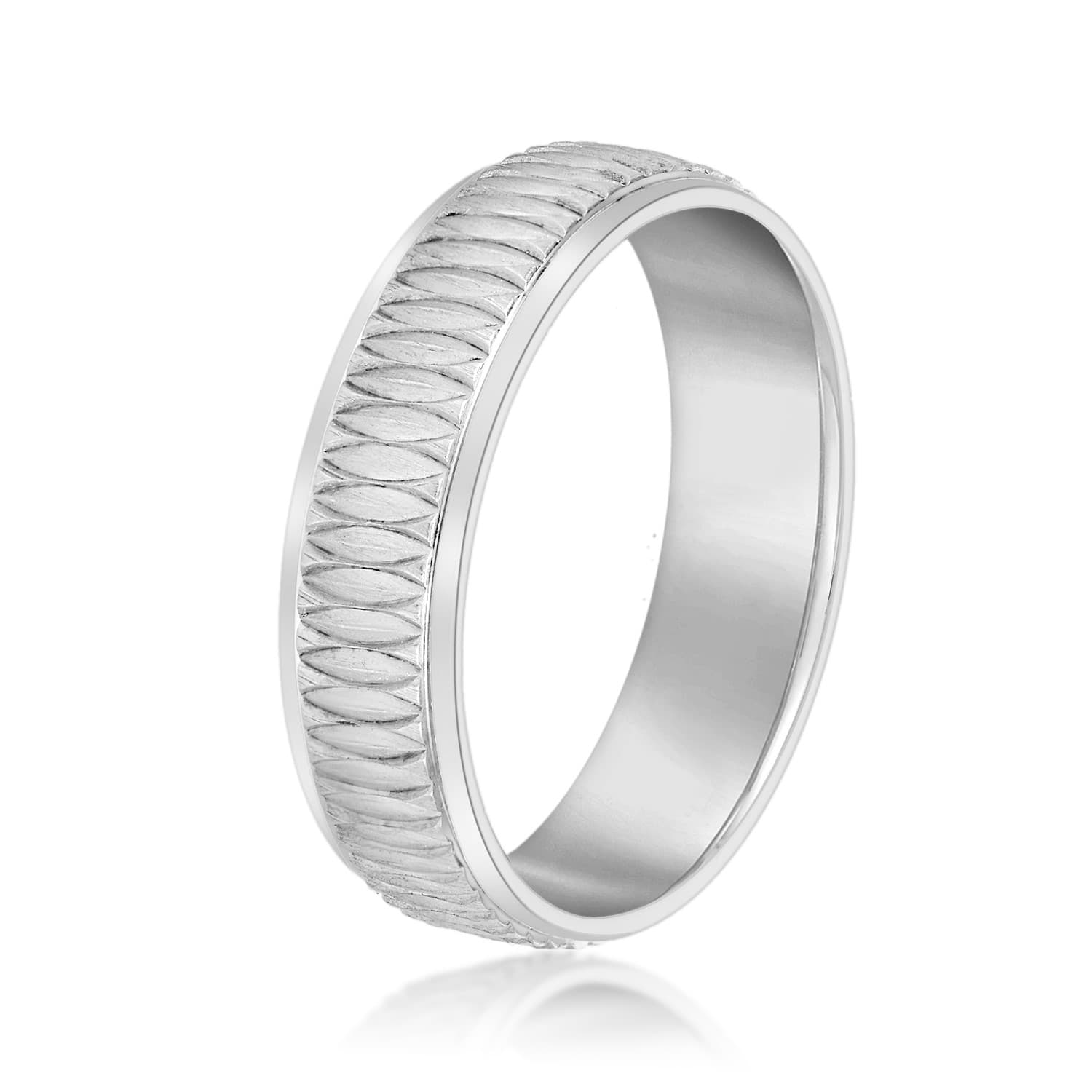 7mm Light Weight Men's Band, Side view in white gold or platinum
