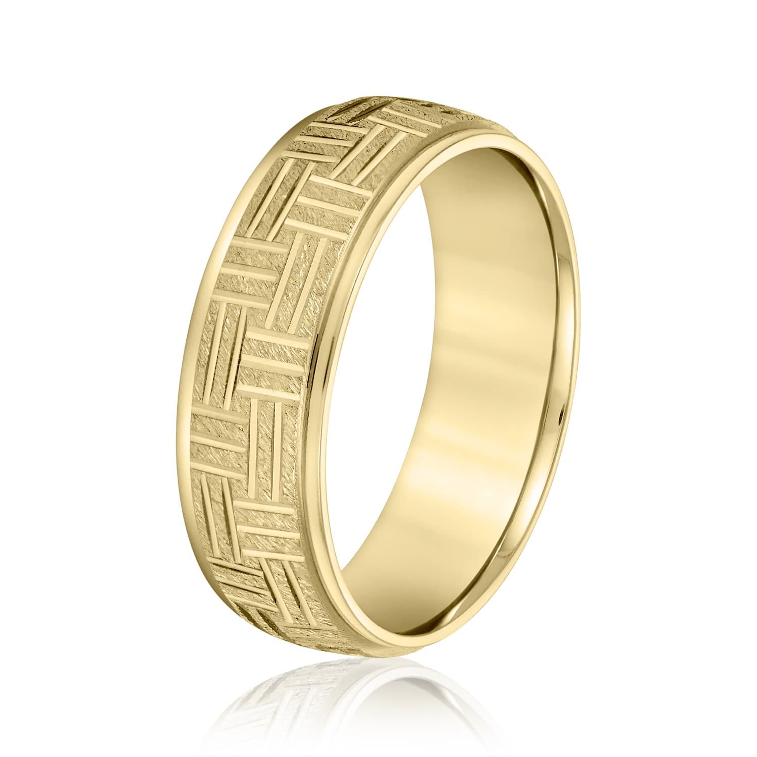 8mm Heavy Weight Men's Band, Side view in yellow gold