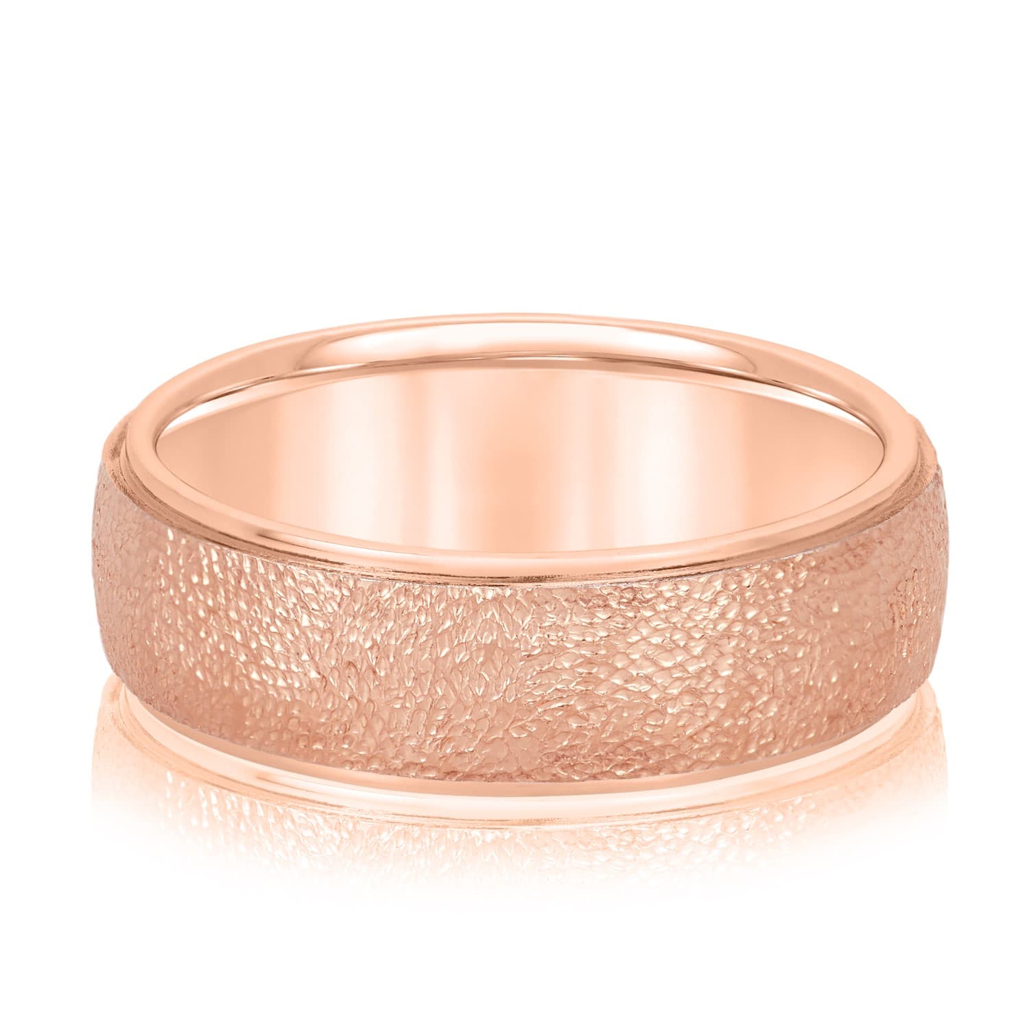 5mm Light Weight Men's Band, Front view in rose gold