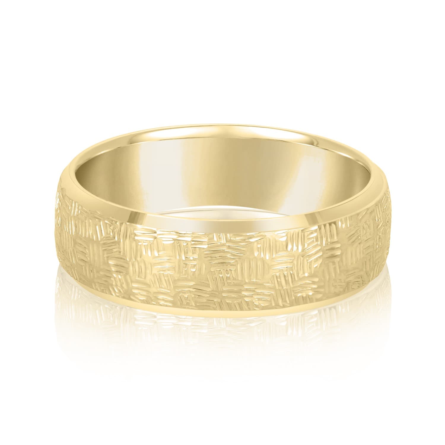 7mm Light Weight Men's Band, Front view in yellow gold