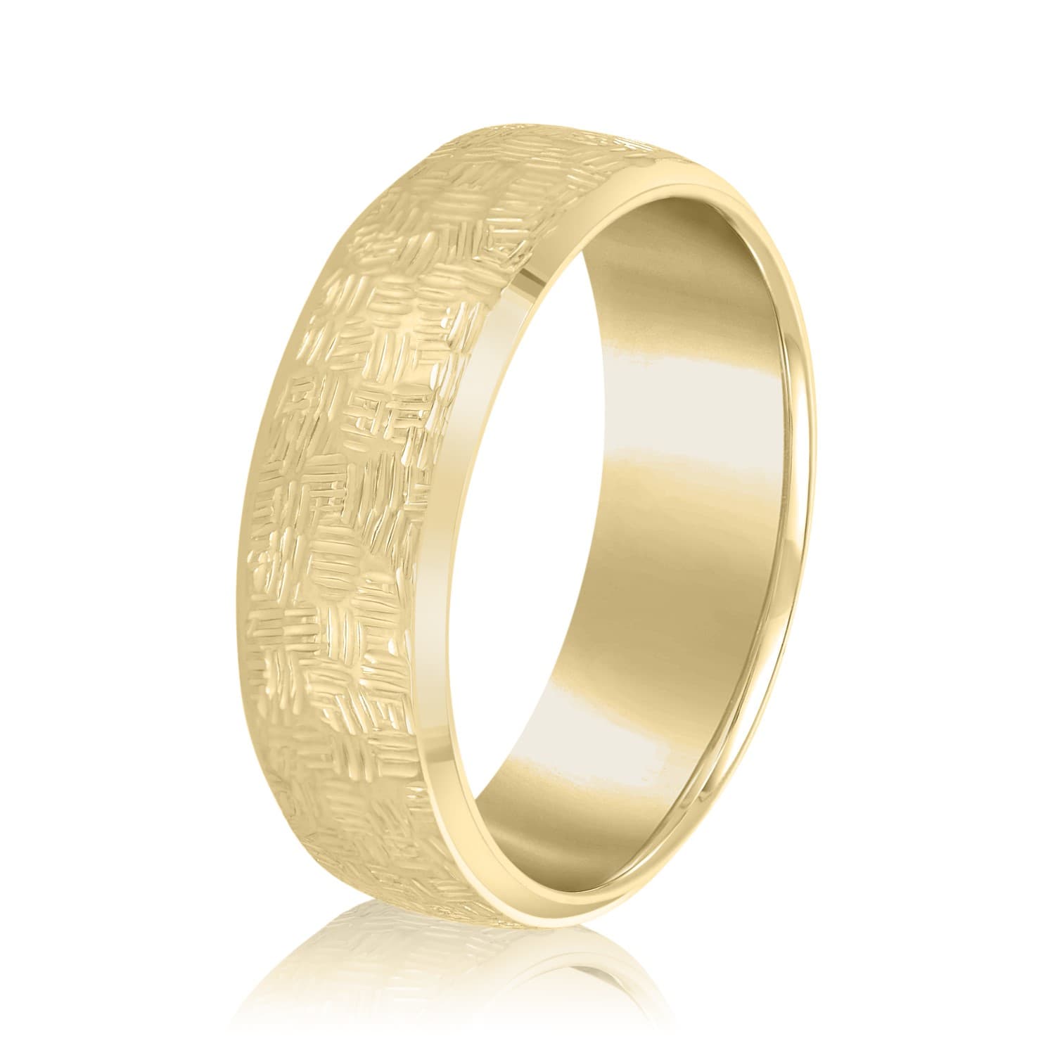 7mm Light Weight Men's Band, Side view in yellow gold